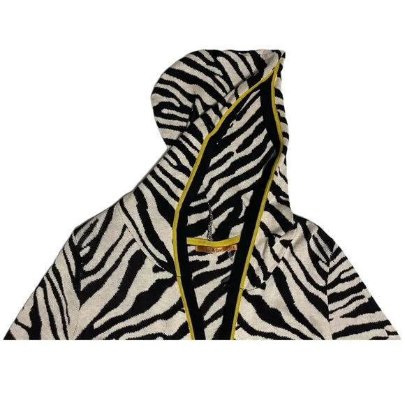 Belldini Womens Hoodie Cardigan Sweater Size L Black-Beige Animal Print cotton - Picture 7 of 9